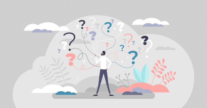 Business decision making doubt about options confusion tiny pers